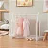 [en.casa] Stand Appendiabiti per Bambini Porta Abiti a Forma di Casetta Organizzatore Guardaroba a Misura di Bimbi Porta Vestiti per Cameretta 78x75x35 cm Bianco