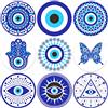 BENECREAT 9 sottobicchieri in legno Evil Eye, diametro 10 cm, motivo: farfalle, mandala, in legno, per cucina, tavolo, bar, decorazione per la casa, per il pranzo, spessore di 5 mm