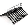 Mainetti Appendini per Abiti Bretellati, Maglieria, Grucce in Plastica, Sottili, Salvaspazio, con Notches, per Lingerie, Costumi da Bagno, Set di 10 pezzi, Nero Lucido con Gancio Nero, 38cm