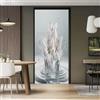 Generic Adesivo Per Porte 3D Per Porte Interne, 80 x 210 cm 3D Piante Giglio Gocce D'Acqua Fotomurali Autoadesivi Impermeabile Porta In PVC, Carta Da Parati Soggiorno Cucina Camerette, Bianco Grigio