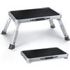 Staranry Sgabello Pieghevole in Acciaio, Sgabello Pieghevole Portatile con Scalino Antiscivolo Gomma Spessa, Portante 150 kg, Scaletta Pieghevole 3 Gradini per Camper, Cucina, Ufficio