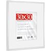 HIMEETIME® 1x Cornice 30x30 cm,Alluminio Metallo,argentata,Passepartout 20x20cm,Cornice 30x30 quadrata media,Solo per Espositore a Parete