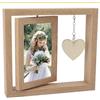 XRVRILE Cornice portafoto da 10 x 15 cm, ideale come regalo per mamma, cornice girevole in legno con ciondolo a forma di cuore, personalizzabile
