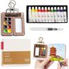 YUPZAR 1psc mini kit acquerelli portatile kit acquerelli da viaggio Acquerelli da Viaggio Palette Acquerellabili in Legno con Album da Disegno, Penna e Clip per Pittori, Artisti, Studenti