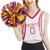 SHTGOI 2 pompon da cheerleading pom poms con anello cheerleader, fiori a mano, per eventi sportivi, giochi a palla, balli, feste di carnevale, viola + oro