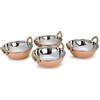 Zap Impex Ciotola da portata indiana in rame e acciaio inossidabile martellato Karahi piatti indiani e porzione di curry (13 cm) Set di 4, argento, 1211