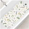 SHUCHING Tappetino Antiscivolo Vasca da Bagno per Adulti, 100x40cm Tappeto Doccia Antiscivolo Senza BPA, Tappetino Bagno Resistente alla Muffa e Lavabile in Lavatrice, Fiori Foglie