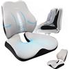 Eirolace Cuscino per seduta e schienale, cuscino ortopedico per alleviare la pressione per il coccige, cuscino ergonomico per coccige, memory foam per ufficio e auto