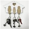 Fitwish Portachiavi in Legno 3 Posti a Forma di Casa - Idea Regalo Perfetto per la Famiglia - Idea Regalo Natale e San Valentino - Ideale per Decorare la Vostra Casa (3 Posti Bianco-Color Legno)
