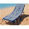 o-day Telo Mare con Angoli e Tasche 70x180cm - Asciugamano Mare Cotone Fouta 100% Per Lettino e Spiaggia (Tribale - Blu Notte)