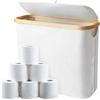 Luabue 23L Contenitore Porta Carta Igienica con Coperchio Beige Impermeabile Cestino per Carta Igienica per Bagno e Casa Rotoli di Carta Igienica e Accessori