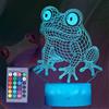 POSSHE Simpatica luce notturna a forma di rana, regalo a forma di rana, lampada a illusione 3D con RGB 16 colori che cambiano, telecomando, timer, dimmerabile, decorazione per la stanza dei bambini,