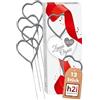 h2i - Candele magiche a forma di cuore di colore oro o argento, Cat F1 (12 pezzi color argento)