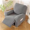 WWQQKJ Copripoltrona Relax Reclinabile, Copripoltrona Elettrica Reclinabile Elasticizzato con Tasche Universale Copri Poltrona Elettrica Reclinabile con Braccioli(Grigio Chiaro,1 Posto)