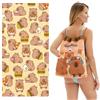 SYTTNUM Telo Mare Capibara & Borsa Portaoggetti, Capybara Asciugamano da Spiaggia, Asciugamano Capybara Telo Mare Microfibra, Ideale per la Palestra Spiaggia Piscina- 150 * 70CM (A)