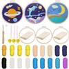 Allazone 3 Pz Punch Needle Kit Ricamo Starter Kit, Kit Completo per Ricamo con Motivo e Lstruzioni, Set da Ricamo per Principianti e Adulti (Pianeta, Delfino, Luna)