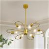 Qcyuui Lampadario Oro a 6 Luci, Design Moderno con Bracci Curvi