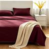 VKZ Set Lenzuola Matrimoniale Cotone con Angoli, Completo Letto Matrimoniale in Puro Cotone per Biancheria da Letto Confortevole e Durevole,BORDEAUX
