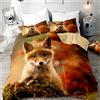 Morbuy Set di Biancheria da Letto di Matrimoniale 3D Volpe Stampa Digitale, Set Copripiumino in Morbido Microfibra con Federa e Copripiumini a Cerniera (140x200cm,Volpe d'Autunno)