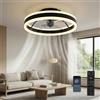 DATO Ventilatore da soffitto con luce, 3 temperature di colore e 6 velocità, controllo tramite app/telecomando, silenzioso, dimmerabile (Nero, 40CM)