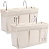 SHMSHNG 2pcs Confezione da Organizer da Appendere per Comodino con 3 Scomparti, Organizer da Appendere, Organizer da Porta, Mensola da Appendere, Borsa da Letto per Scuola, Dormitorio (Bianco)