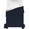 Italian Bed Linen TRAPUNTINO ESTIVO ELEGANT NO STIRO - Made in Italy - Copriletto Singolo 170x270 cm in Morbida Microfibra - Tinta Unita - DoubleFace - Trapunta 100 g - Blu Scuro/Grigio Chiaro