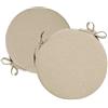 Russo Tessuti Coppia Cuscini Coprisedia Cucina Sgabelli Rotondi Lacci Double Face Sfoderabili -Beige