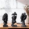 XYQXYQ Figura d'arte astratta, oggetti decorativi moderni in resina, silenzio è nero, decorazione per la casa e l'ufficio, senza sentire, non vedere, non parlare