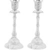 Gearific Portacandele Conici, portacandele placcati in Argento/Oro Set di 2 per Ornamenti da Soggiorno Centrotavola da tavola Decorazione Domestica (Argento)