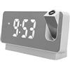Bewinner Orologio Digitale con Proiezione LED per Camera da Letto, Sveglia con Display di Ora, Data e Temperatura, Proiettore Regolabile 180° per Parete e Soffitto, USB Caricabile (Bianco)