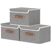OUTBROS Scatole Portaoggetti con Maniglie, Contenitori Pieghevoli con Coperchio, Organizzatori per Vestiti, 26 x 20 x 17 cm, 3 Pezzi, Grigio