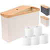 IHOMAGIC 19L Portarotolo Carta Igienica, Pieghevole Organizer Bagno Portaoggetti, Portatile Porta Carta Igienica in Tessuto Oxford, Versatile Organizzatore Bagno Cesto con Coperchio, Beige