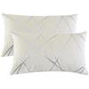 GIGIZAZA Avorio - Federa per cuscino in velluto ciniglia argento striato, decorazione per soggiorno, divano, camera da letto, 30 x 50 cm, confezione da 2
