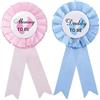 BOBOZHONG Gender Reveal Button Pins,2 Pezzi Baby Gender Reveal Pins, Daddy And Mommy to Be Tinplate Badge Pin Gifts, Baby Tinplate Badge Pin with Baby Feet Shape for Baby Shower Party Celebration