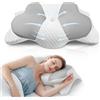 Ecofocet Cuscino Cervicale per Dormire, Cuscino Memory Foam Ortopedico, Cuscino Ergonomico a Forma di Farfalla con Fodera Sfoderabile, per Dormire su Fianco Schiena Stomaco, 66*40*7/14 cm (Grigio)