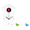 KOOKOO BirdHouse mini bianco, piccolo orologio cucu design modern, canto di 12 uccelli canori o cuculo, orologio
