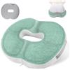 PORFOYO Cuscino ortopedico per sedia con emorroidi, 44 × 39 × 8 cm, cuscino ortopedico in memory foam, cuscino ortopedico rimovibile con maniglia per ufficio, auto e sedia a rotelle, verde acqua