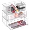 Hejo 3 Pezzi Organizer Trucchi con Cassetti,Acrilico Porta Trucchi Organizer Bagno,Semplicità Trasparenti Cassettiera Salvaspazio Trucchi,Impilabile Make Up Organizer per Camera da Letto,Bagno,Vanità