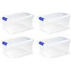 Acan Tradineur - Confezione da 4 scatole portaoggetti in plastica, n.10, coperchio trasparente, modello PF, capacità 5 litri, dimensioni circa 19 x 29 x 14 cm