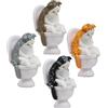 KARLOR Mini gattino, 4 statuette in miniatura, gatti seduti sulla toilette, piccola statuetta con motivo leopardato, decorazione da tavolo, divertente, gattino, statua, gattino, ornamenti per auto