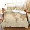 ZZZXX Copripiumino Matrimoniale 240 X 220 Mappa del Mondo Vintage con 2 X Federe 50X75, Sacco Copripiumino Parure Matrimoniali Una Piazza E Mezza Set di Biancheria da Letto,220X240