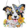 NEWENMO Cane Pastore Diamond Painting Pendente,5D Farfalle e Fiori Pittura Diamante con Catena,Diamond Painting Adulti Ciondolo,Cristallo Diamante Kit,per Decorazione Finestre,Pareti,Porte e Giardini
