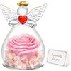 Miofula Festa della Mamma Idee Regalo Mamma Nonna,Rosa Stabilizzata Figurine Angelo Regalo Donna Compleanno,Rosa Eterna Regali Festa della Mamma,Fiori Stabilizzati Regali Donna Fidanzata Anniversario