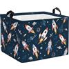 Clastyle Cesto Portabiancheria Spazio Cestino Portaoggetti Pianeta Cesta Biancheria Genitori per Organizzare Giocattoli Vestiti, Razzo, 40x30x30 cm