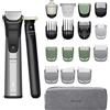 PHILIPS Multigroom Series 9000 All-in-One - Rasoio per barba e capelli, 20 pezzi + tagliacapelli OneBlade, set completo per la cura del viso, della testa e del corpo, 27 impostazioni di lunghezza (0,2