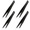 Aoje Link-Electric Aoje-Link ESD-16 - Pinzette professionali con tecnologia di precisione antistatica, punta dritta non magnetica, rivestimento in plastica in acciaio inox, lunghezza intera 125 mm, nero, 4 pezzi