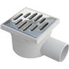 WEB world electronic business Chiusino Sifonato Ribassato 10x10 cm PP Griglia Acciaio INOX Scarico Laterale 40mm Orientabile Doccia Bagno Anti Odore