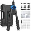 JiGiU Rivettatrice Professionale 2 in 1 per Inserti Filettati-7pz Mandrini Metrici 110 Dadi 5 Diverse Misure Doppio Manico di Rivettatrici-50 pz Rivetti per Lavori Edili-Nero Blu