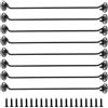 CHUENKUK Set di 8 Ganci a Vento Neri 40 cm in Acciaio Inossidabile, Fermaporta con 32 Viti e Piastra 4x2,6 cm per Porte, Finestre e Cancelli