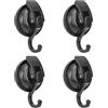 Khdrvok Mnixy Ganci a ventosa resistenti con potenti ganci a ventosa per ghirlande per bagno e doccia (nero, 4 pezzi)